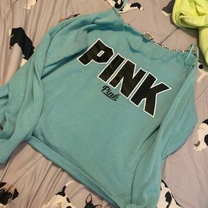 Vs pink off shoulder logo sweatshirt large
